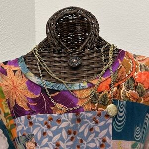 Vintage Gold Tone Multi-Strand Locket Necklace -